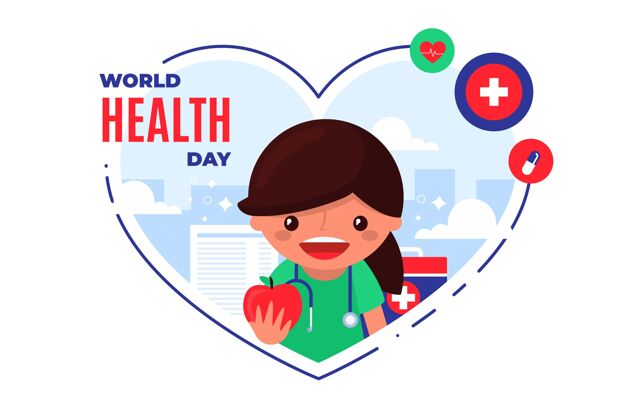 全球平面世界卫生日庆祝插画4月7日世界卫生日健康专家