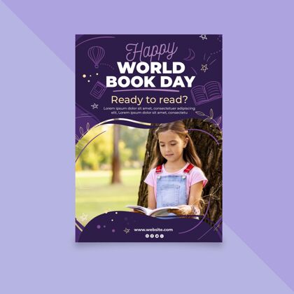 阅读世界图书日垂直海报模板图书日世界图书和版权日故事