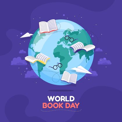 世界图书日平面世界图书日插画图书全球插图