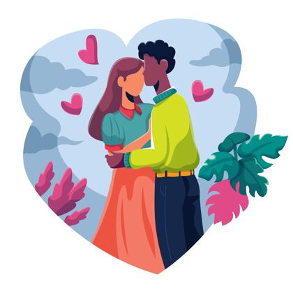 全球国际接吻日插画爱感情接吻
