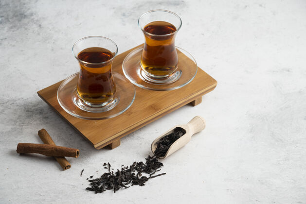 可口两杯肉桂茶和散茶高品质照片星星茴香丁香
