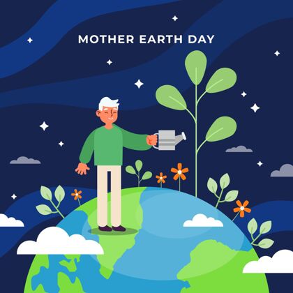 地球日地球母亲节插图行星地球母亲平面设计