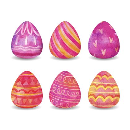 彩色复活节彩蛋收藏插画彩蛋水彩