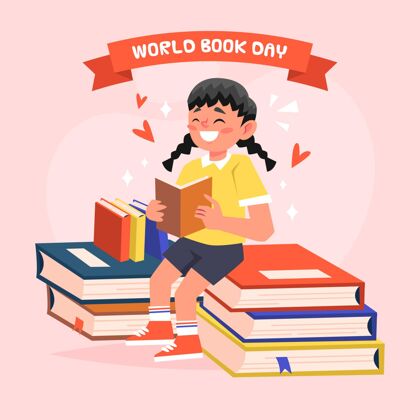 卷卡通世界图书日插画与快乐女人一起阅读女人国际阅读