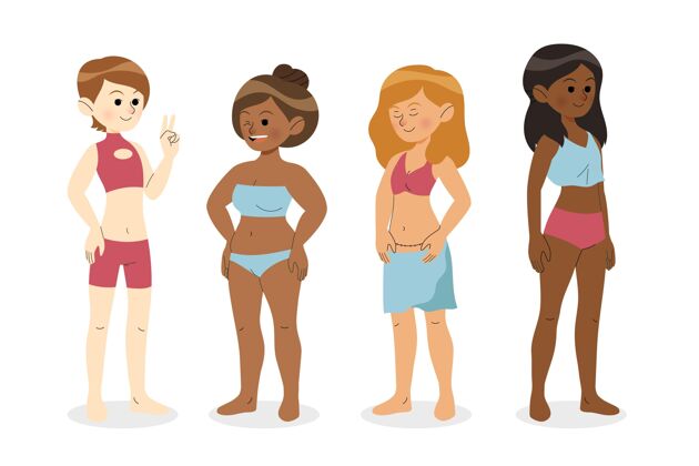 不同不同类型的女性体型人图形姿势