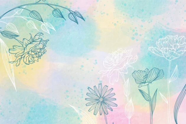 水彩水彩背景与手绘元素花卉元素背景