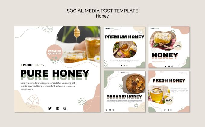 食物Instagram发布纯蜂蜜系列甜味网页模板网站