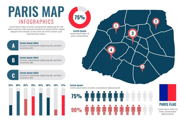 目的地巴黎地图信息图图表信息图地图