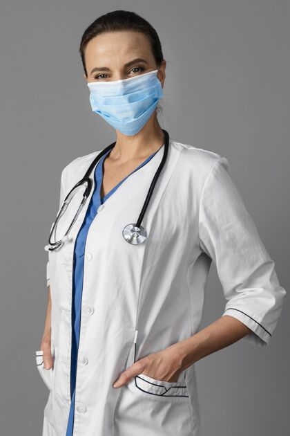 专业医院女医生戴口罩室内口罩女人