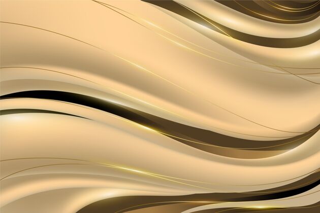 金色平滑的金色波浪背景波浪概念壁纸