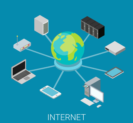 路由器平面等距互联网网络概念在线Wifi智能