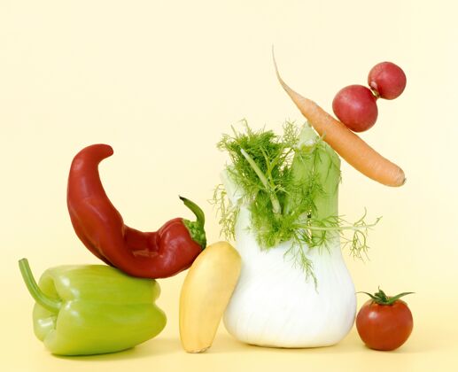 生物红萝卜辣椒正面图有机番茄蔬菜