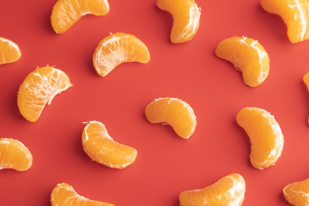 橘子橙子切片的顶视图鲜亮一餐小吃