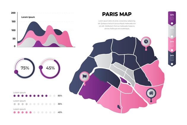 巴黎渐变巴黎地图信息图地理国家制图