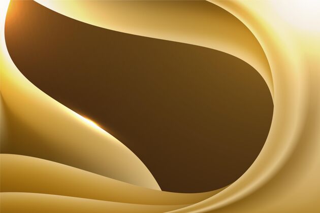 光滑优雅流畅的金色波浪复制空间背景壁纸波浪效果