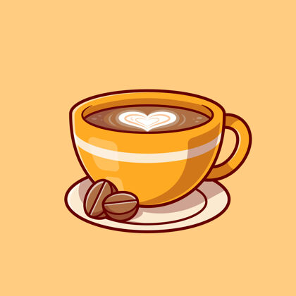 马克杯咖啡爱豆泡沫卡通图标插图咖啡饮料食物