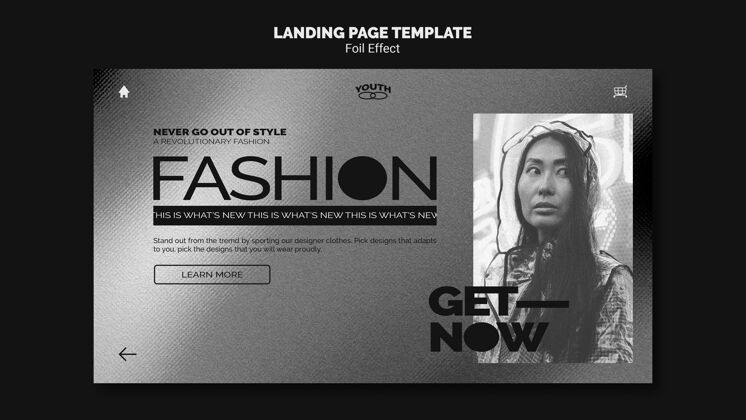 网页登陆页面模板的时尚与铝箔效果时尚服装风格