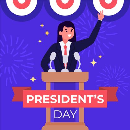 二月十八总统日平面设计插图选举设计十八