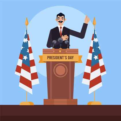 平面设计中的总统节概念美国节日总统