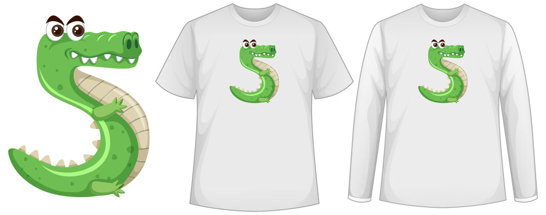 可爱一套两种类型的衬衫与鳄鱼在第五号形状屏幕上的t恤孩子动物男人