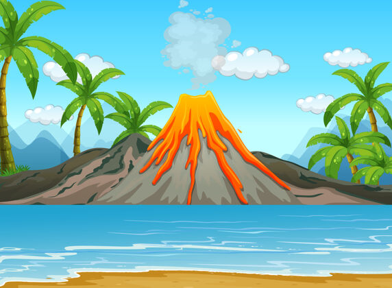 沙子火山喷发户外场景插图剪贴画剪贴画火山