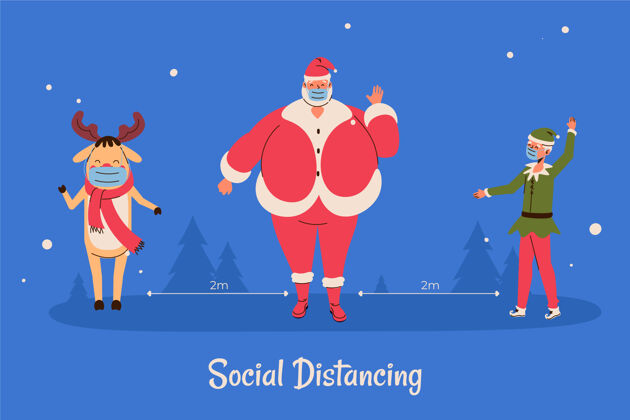 圣诞老人社会距离概念与圣诞人物文化圣诞节日