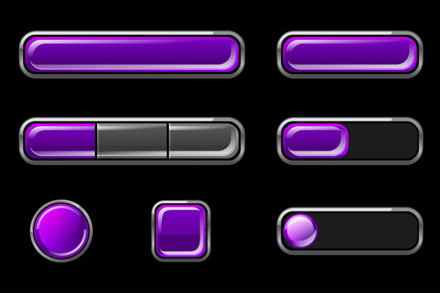 网页为用户界面设置紫色的空光泽按钮圆酒吧应用程序