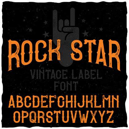 标题复古标签字体命名为摇滚明星字母数字音乐