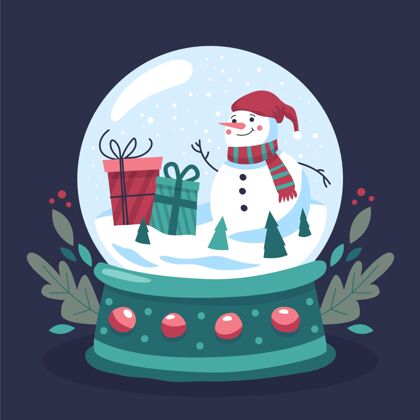 雪球手绘圣诞雪球球手绘传统快乐