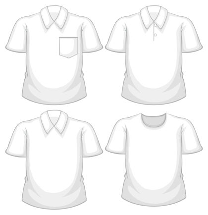 衬衫一套不同的白衬衫隔离在白色背景上T恤卡通衣服