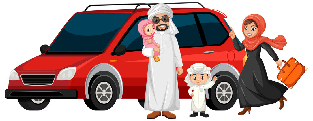 服装阿拉伯家庭度假现代车辆车轮