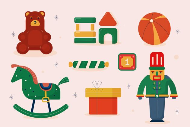 节日平面设计圣诞玩具系列冬天活动快乐