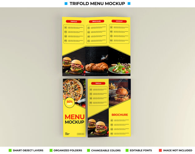 小册子模型三折小册子与餐厅概念模型模型菜单模型折叠小册子