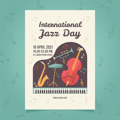 声音平面国际爵士日垂直海报模板文化爵士乐音乐会国际爵士乐日