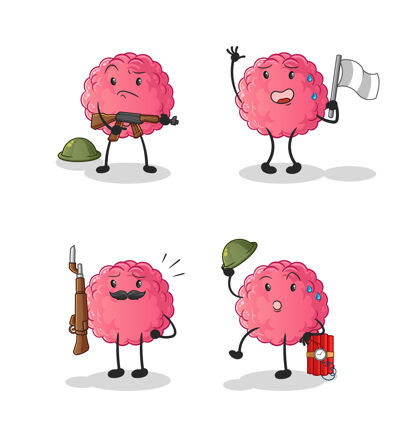 警卫大脑控制性格卡通吉祥物思想士兵卡通