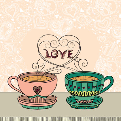食物一杯芳香的茶或咖啡涂鸦线条茶