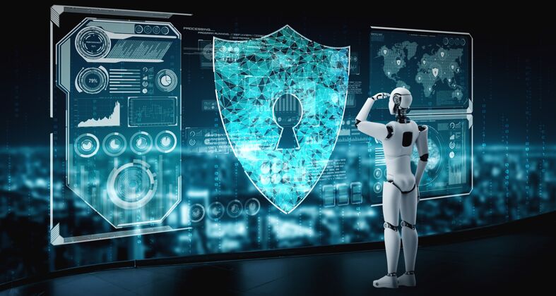 人工智能Ai机器人利用网络安全保护信息隐私商业数据锁