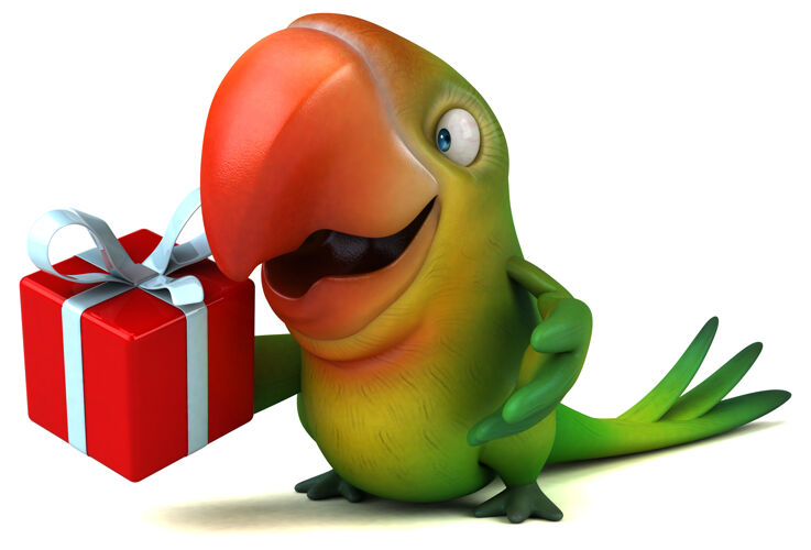 热带有趣的鹦鹉插图圣诞节明亮自然