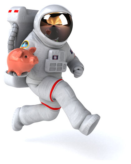 头盔有趣的宇航员插图经济月球存钱罐
