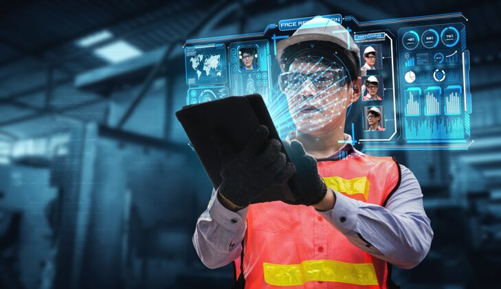 智能面向工业工人的人脸识别技术访问机器控制识别身份认证