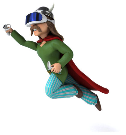 设备有趣的插图高卢与虚拟现实头盔人播放器头盔