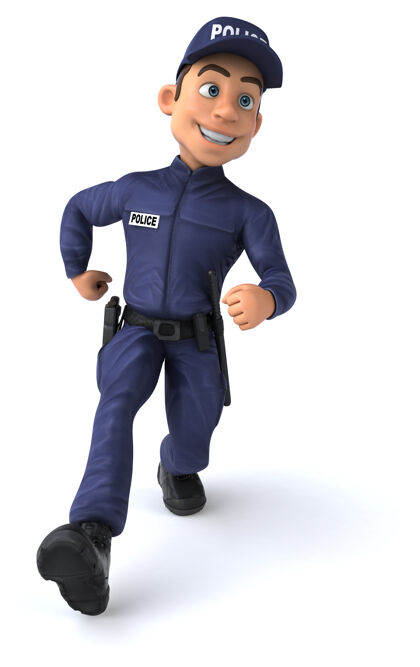 警卫卡通警察的有趣插图人警察权力