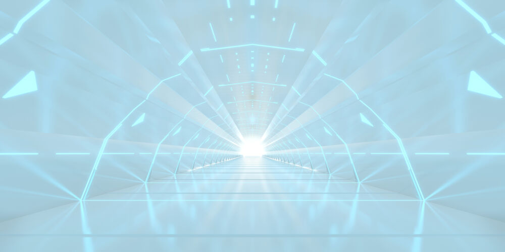 现代未来的隧道走廊设计透视太空船技术