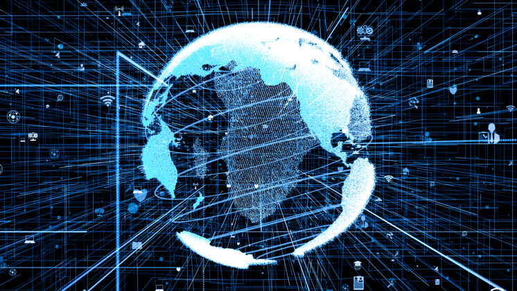 5g全球在线互联网概念的三维插图网络云计算机