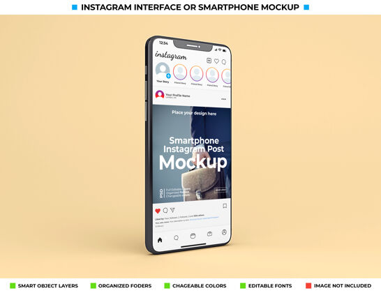 手机Instagram界面上的现代手机屏幕模型社交媒体Instagram实体模型手机
