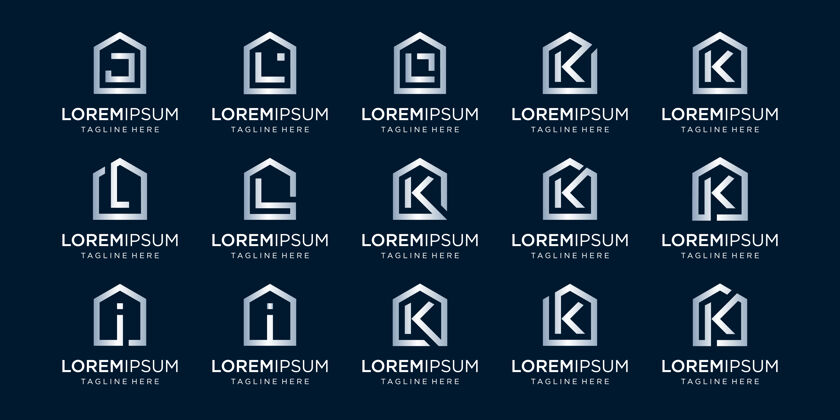 建筑一套家庭标志结合字母j k i l 设计模板建筑酒店信件