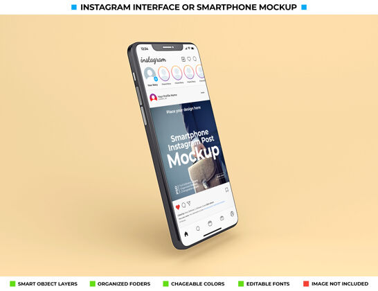 手机实体模型Instagram界面上的现代手机屏幕模型实体模型社交媒体帖子Instagram实体模型