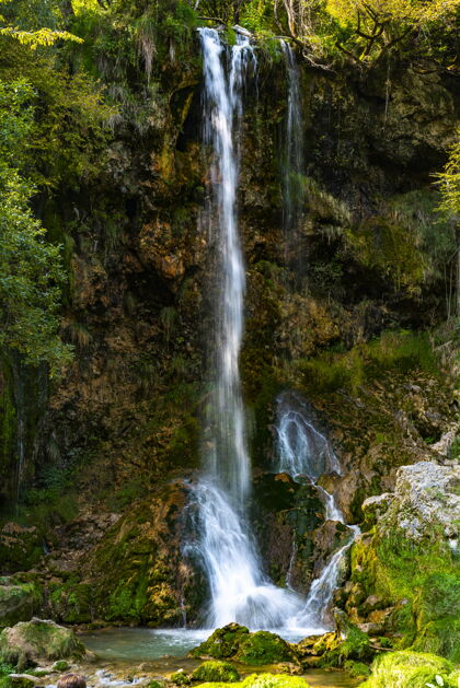 岩石塞尔维亚zlatibor山的gostilje瀑布水流河流自然