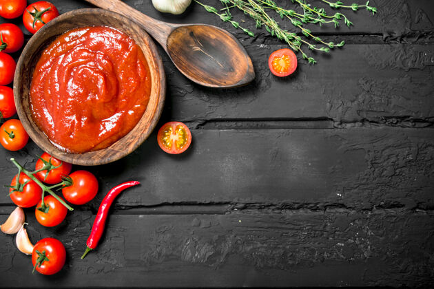 香料番茄酱 汤匙 香草和胡椒番茄调味品营养