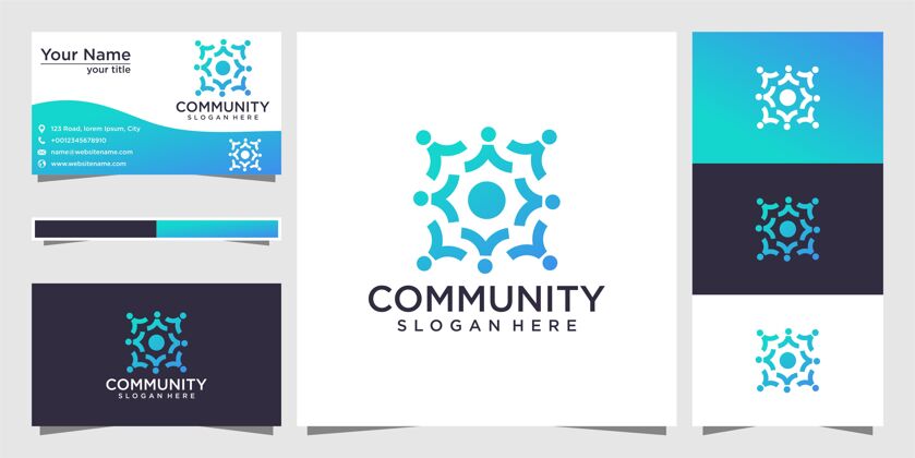 社区社区标志设计和名片标志团结团队